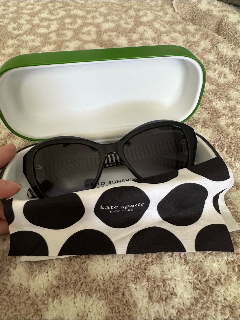 kate spade Black Gloss Cat-Eye Sunglasses with Dark Lenses - Picture 6 of 6